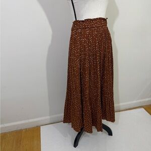 Chic Brown Polka Dot Maxi Skirt sz Lg